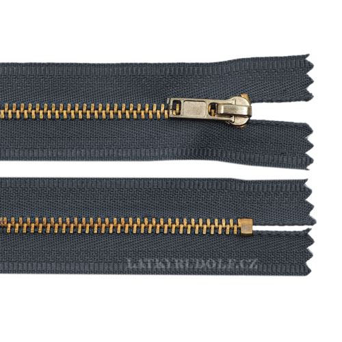 Zips mosadzný 4mm nedeliteľný 12cm 312L-tmavě šedá