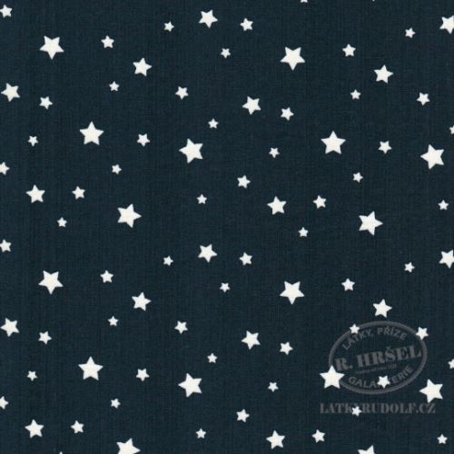Látka Hvězdičky Zetoile na tm. modré (marine) 103337