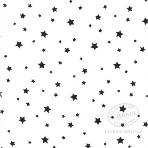Látka Hvězdičky Zeto černé na bílé 103124