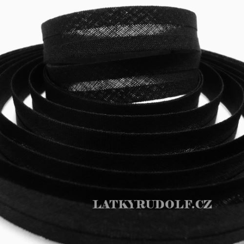 Šikmý proužek bavlněný 14mm černý