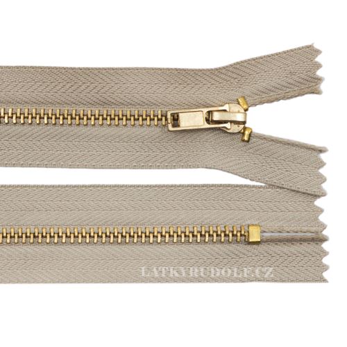 Zip mosazný 4mm nedělitelný 14cm 307L-světle béžová