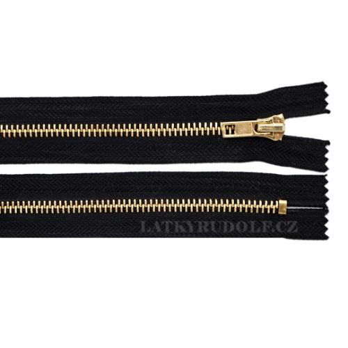 Zip mosazný 6mm nedělitelný riflový 12cm 332L-černá