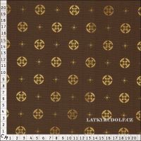 Látka Kočárkovina ornamenty na hnědé digi 175108-metr (1)