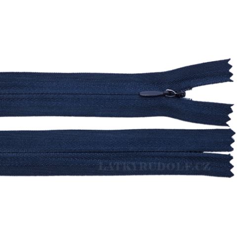 Zip skrytý 3mm nedělitelný 330-tm.modrý