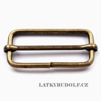 Posunovač na popruhy, průvlek 40x14mm staromosaz