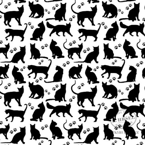 Látka Kočky černé na bílé 103353