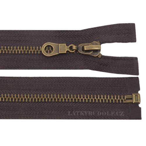Zip staromosazný 6mm dělitelný 80cm 304L-hnědá