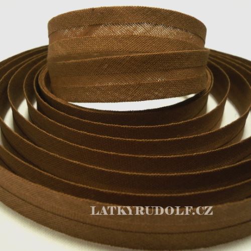 Šikmý proužek bavlněný 14mm světle hnědý