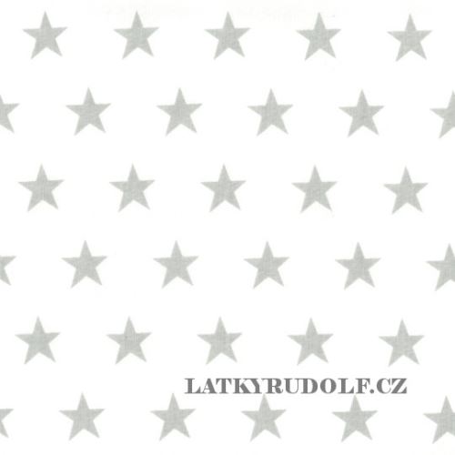Látka Hvězdy 2cm šedé na bílé 101724