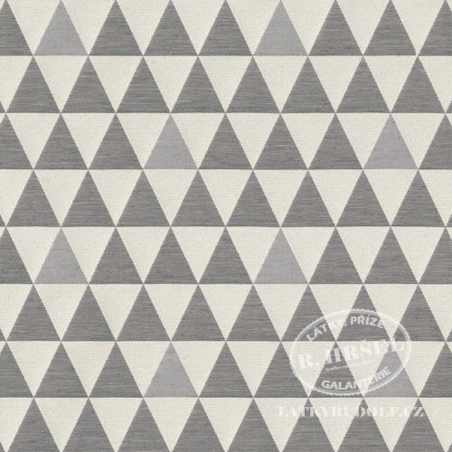 Žakárová látka trojúhelníky šedé 231012