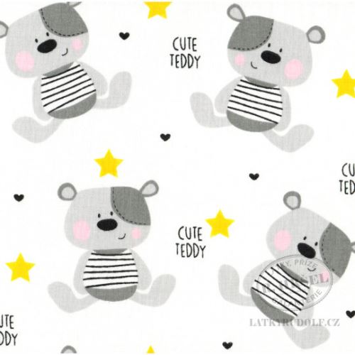 Látka Cute teddy žlutá 102966