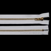 Zips mosadzný 6mm nedeliteľný 12cm 101-biela