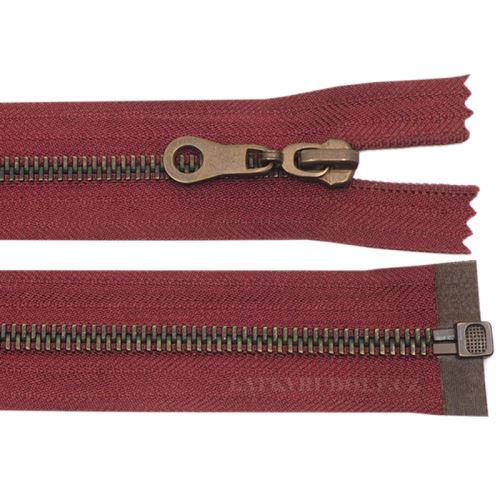 Zip staromosazný 6mm dělitelný 50cm 179L-bordó