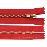 Zips mosadzný 4mm nedeliteľný 12cm 1372K-červený