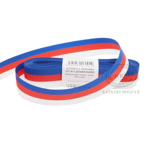 Stuha taftová š.20mm trikolora česká 162005