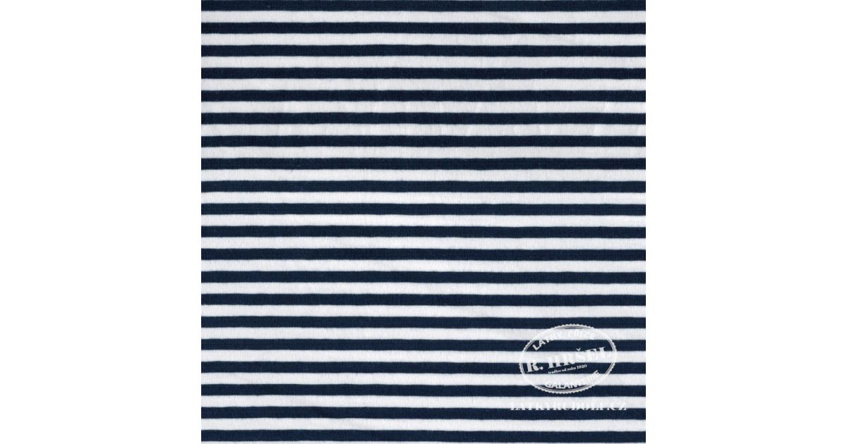 Cotton jersey fabric 5mm stripe navy blue 149334 - Fabrics Rudolf