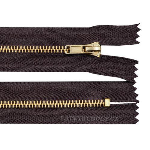 Zips mosadzný 4mm nedeliteľný 14cm 304L-tmavo hnedá