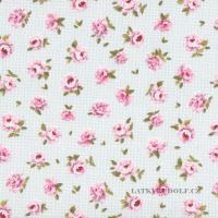 Decorative fabric Small roses on blue ground 211237