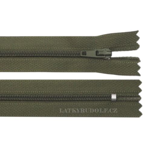 Zip spirálový 3mm nedělitelný 18cm 288K-tmavá khaki