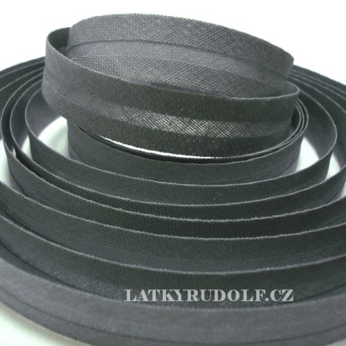 Šikmý proužek bavlněný 14mm středně šedý