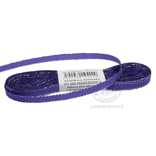 Stuha taftová s rexorem šíře 6mm 30512-fialová+stříbro, 10m