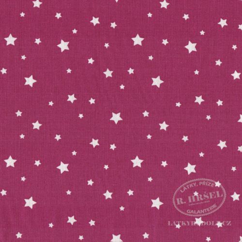 Látka Hvězdičky Zetoile na vínové (framboise) 103569