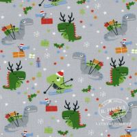 Cotton jersey fabric Christmas dinosaurs 149394