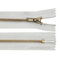 Zips mosadzný 4mm nedeliteľný riflový 16cm 101-biela