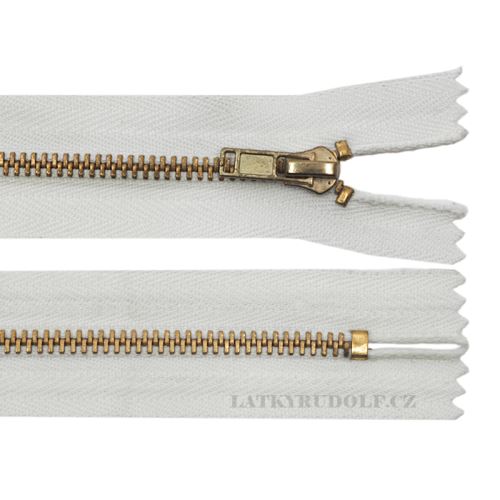 Zamek mosiądz 4mm nerozdzielczy 14cm 101L-biały