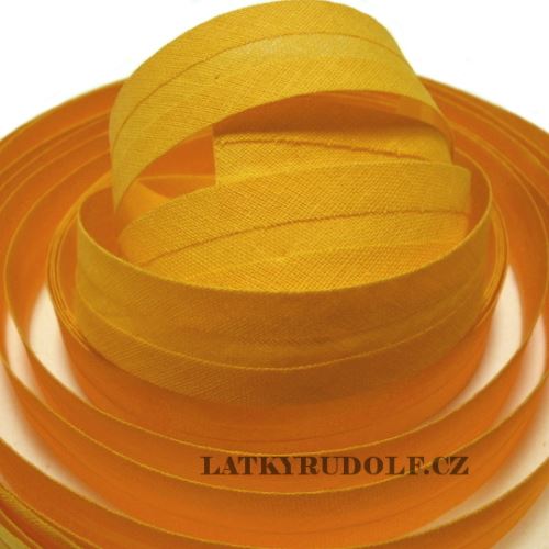 Šikmý proužek bavlněný 20mm sytě žlutý