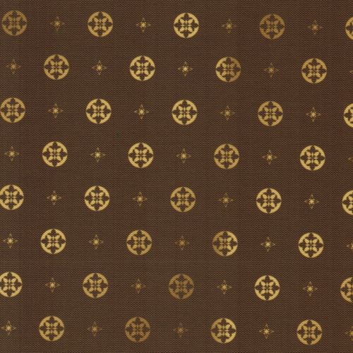 Látka Kočárkovina ornamenty na hnědé digi 175108