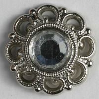 Gombík Dill 15mm strieborný s kamienkom 370271