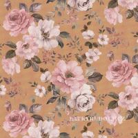 100% Cotton decorative fabric Roses on ochre digital print 221452