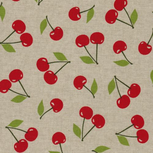 Látka Třešně na pevné režné 202204