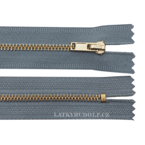 Zips mosadzný 4mm nedeliteľný 12cm 316L-modrošedá