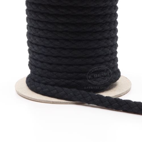 Šňůra pletená bavlněná 8mm černá