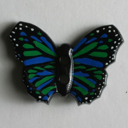 Knoflík Dill 28mm motýl modrozelený 340557