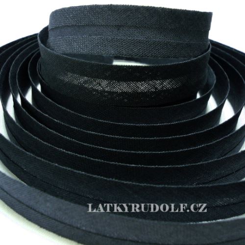 Šikmý proužek bavlněný 14mm tmavě šedý
