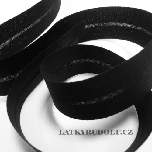 Šikmý proužek bavlněný 30mm černý