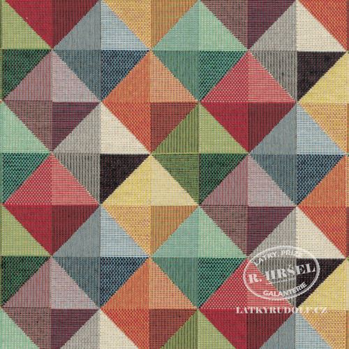 Látka Gobelín trojúhelníky a čtverce 3cm 231437