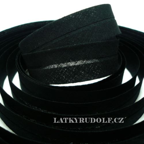Šikmý proužek bavlněný 20mm černý