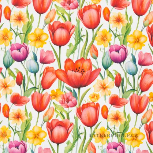 Dekorační Látka Tulipány digi 221011