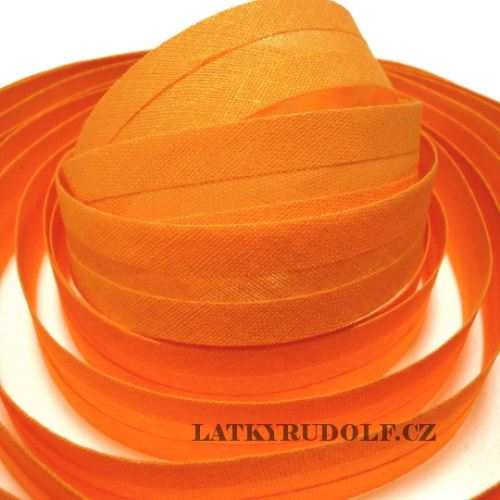 Šikmý proužek bavlněný 20mm oranžový