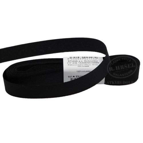Stuha taftová šíře 15mm 30900-černá, 10m