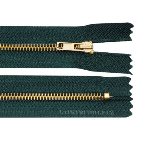 Zips mosadzný 4mm nedeliteľný 16cm 273L-tmavo zelená