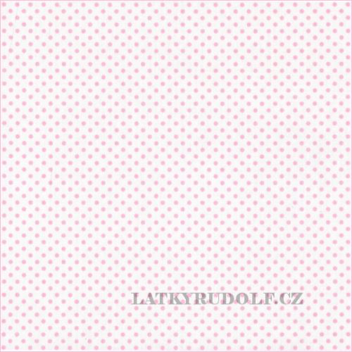 Látka Puntík 3mm růžový na bílé 102697
