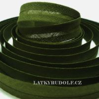 Cotton bias binding tape 14mm khaki green, 25m/paket