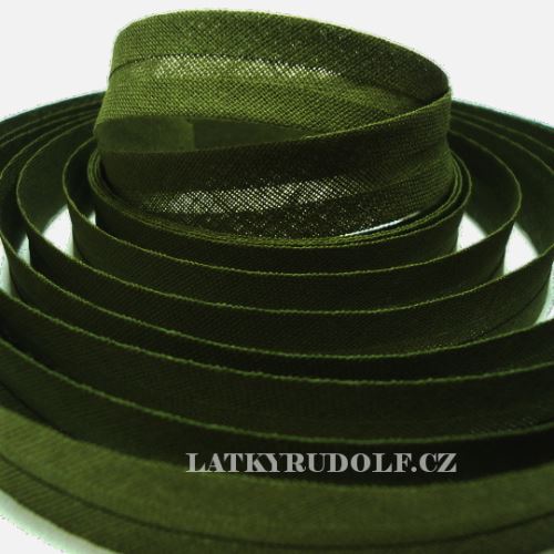 Šikmý proužek bavlněný 14mm khaki