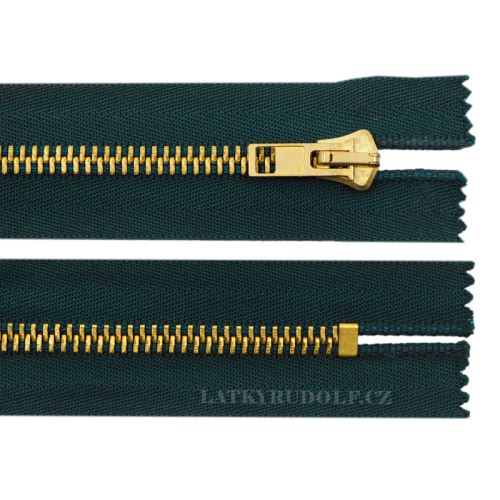 Zips mosadzný 6mm nedeliteľný 16cm 273L-tmavo zelená