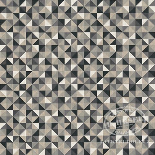 Látka Trojúhelníky 27mm černobílé, šedé, na pevné režné 201998